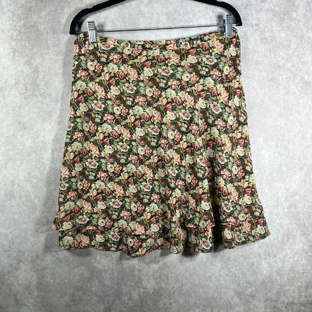 Vintage Express Mini Skirt Women Medium Micro Floral Tiered Ruffle Hem Y2K Fairy - Picture 3 of 7